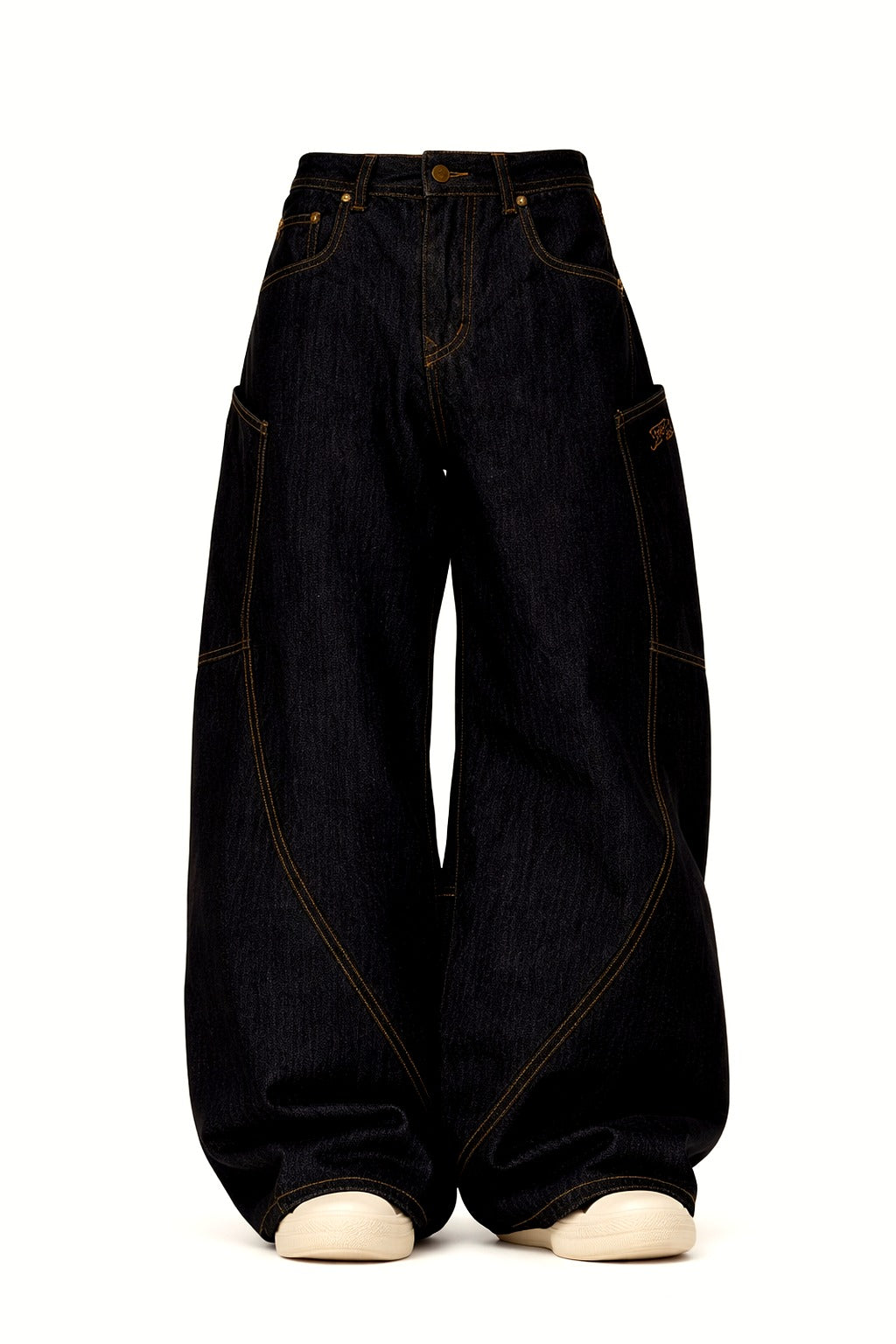 Y2K Contrast Stitch Baggy Denim Pants