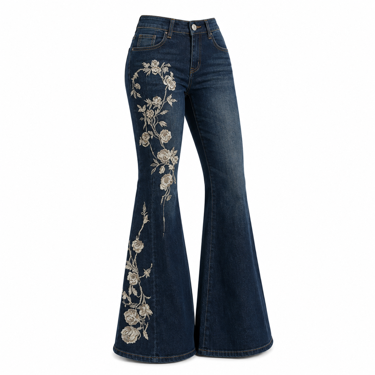 Y2K Trailing Rose Embroidered Flare Pants