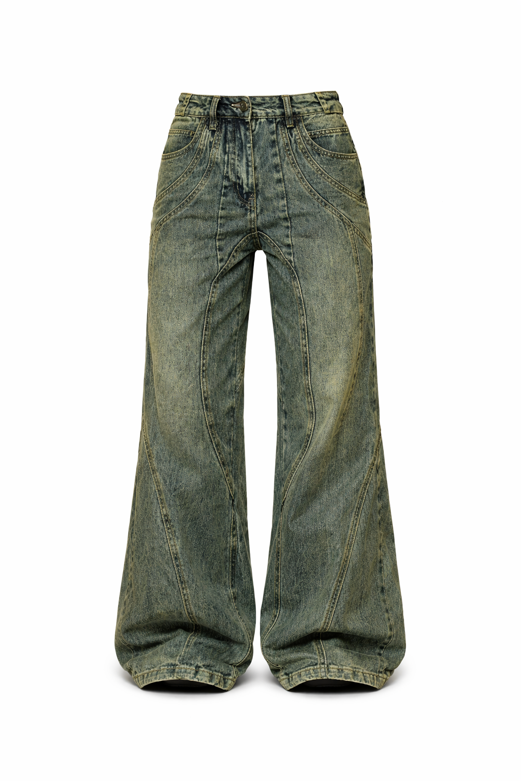Y2k denim retro jeans med vida ben