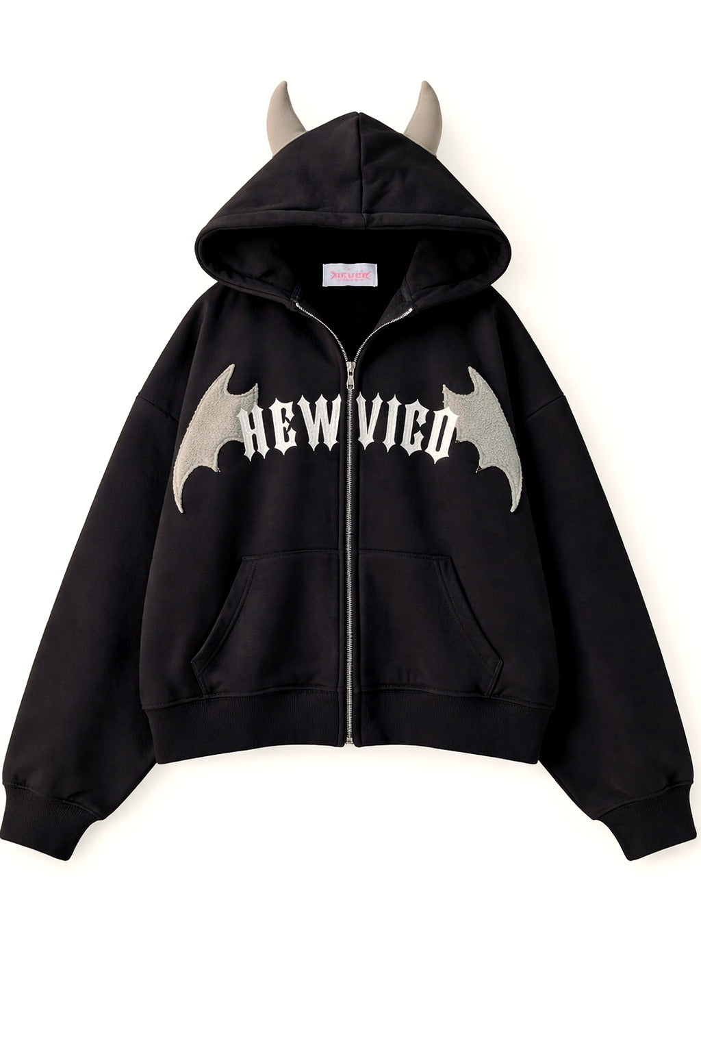 Y2k Kleiner Teufel Bestickter Reißverschluss Hoodie