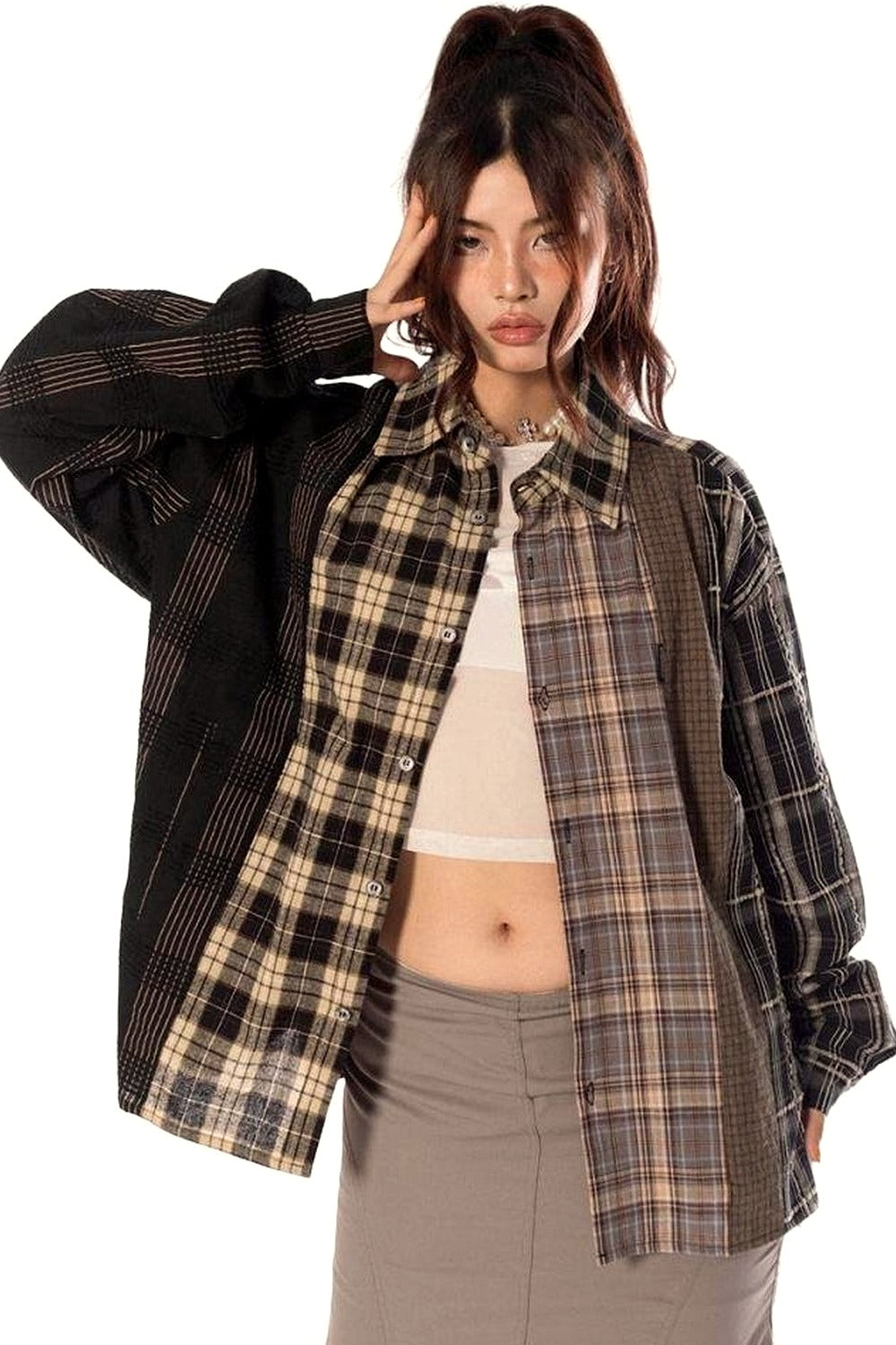 Y2k 90s Grunge Plaid Shirt