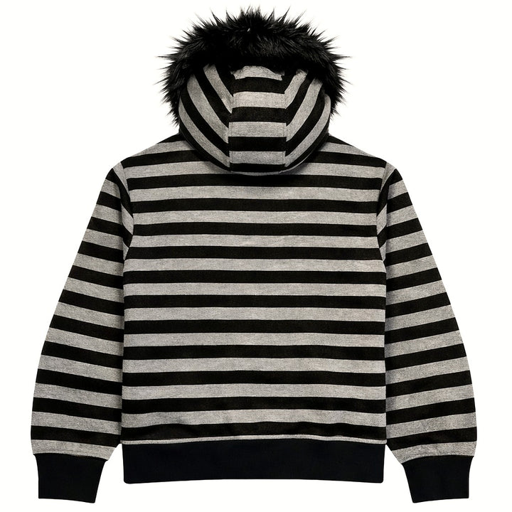Midnight Stripes Kunstpelz-Hoodie