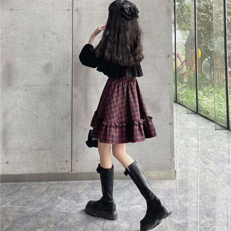 Crimson Grunge Plaid Dress