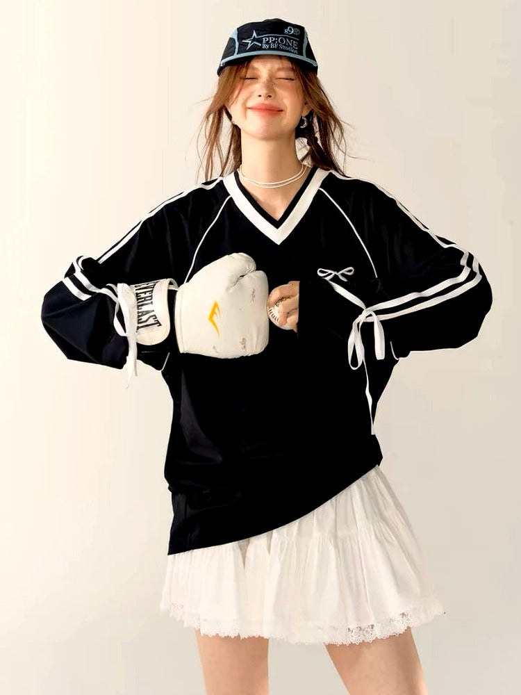 Ribbon Play Oversized Jersey Top