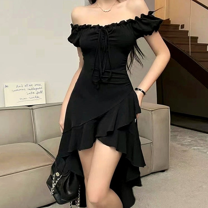 Midnight Ruffle Cascade Dress