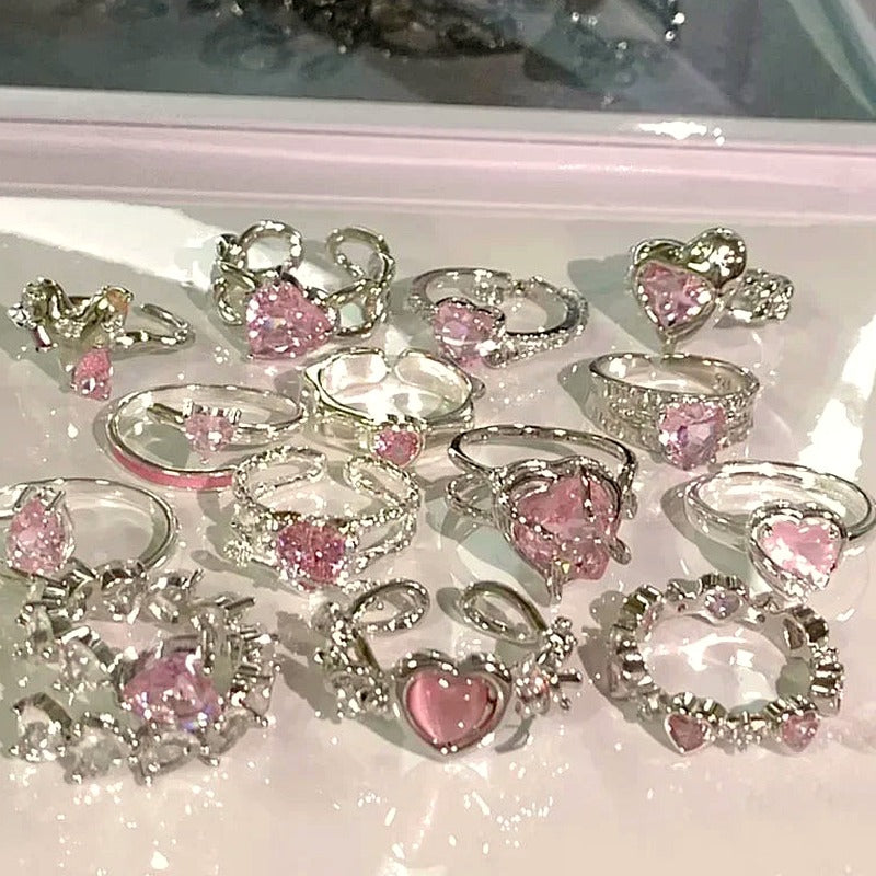 Pink Love Crystal Rings