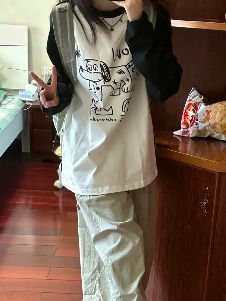 Indie Graffiti Dog Long Sleeve Shirt