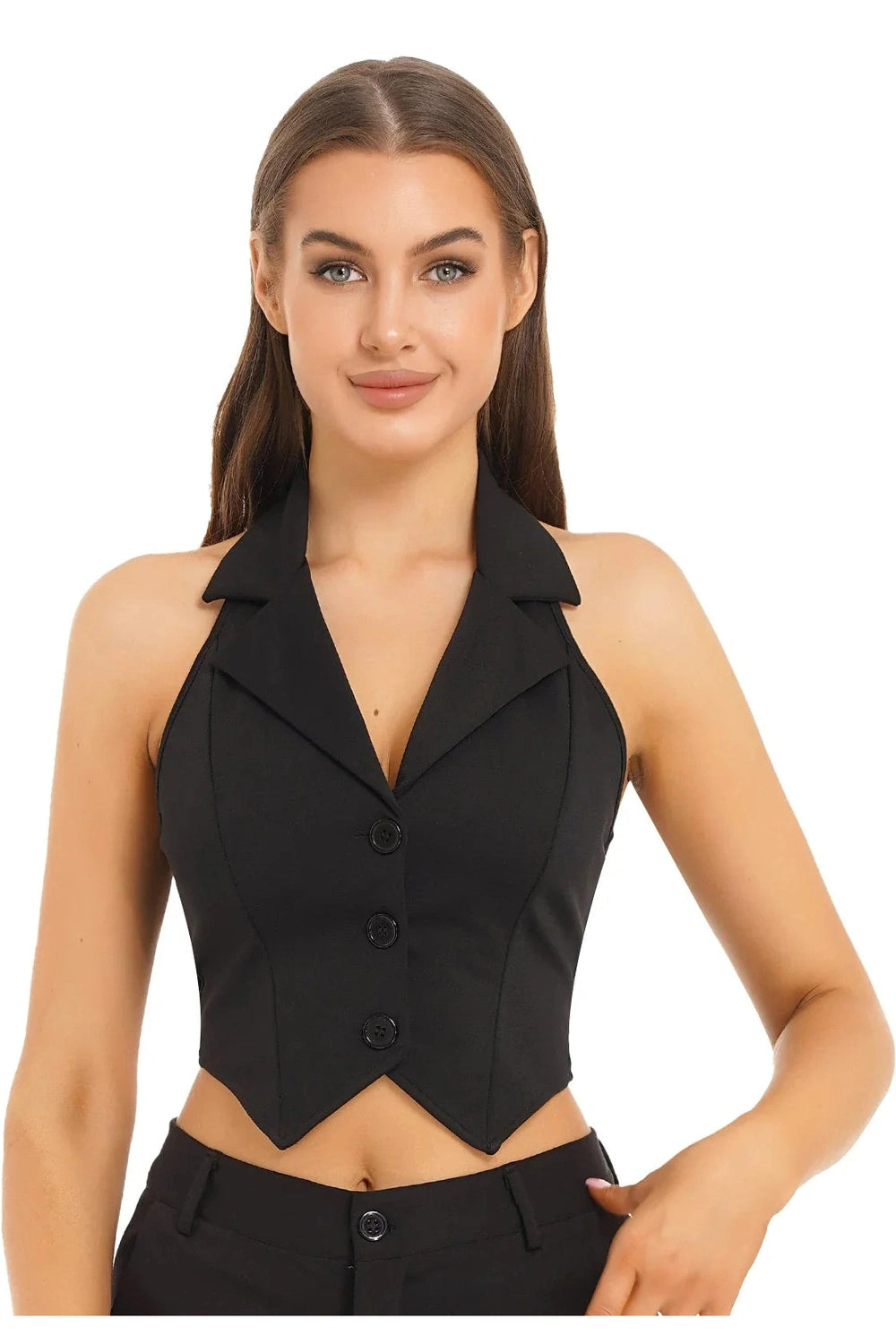 Y2k Women's Vests Halter Neck V-Neck Office Ladies Crop Tops Formal Elegant OL Waistcoat Suits Vest Business Work Wear Mujer