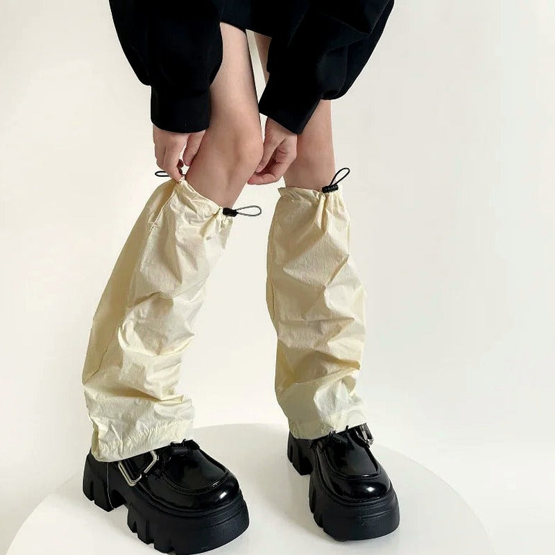 Neue Beinlinge für Frauen im Werkzeugstil, schnelltrocknend, mit Kordelzug, Fußabdeckung, Beinlinge, Y2k-Mädchen, einfarbig, lose lange Socken, Strümpfe