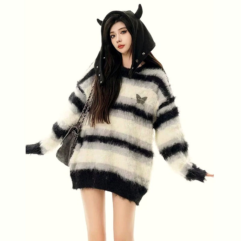Devilcore Fluff Stripe Sweater