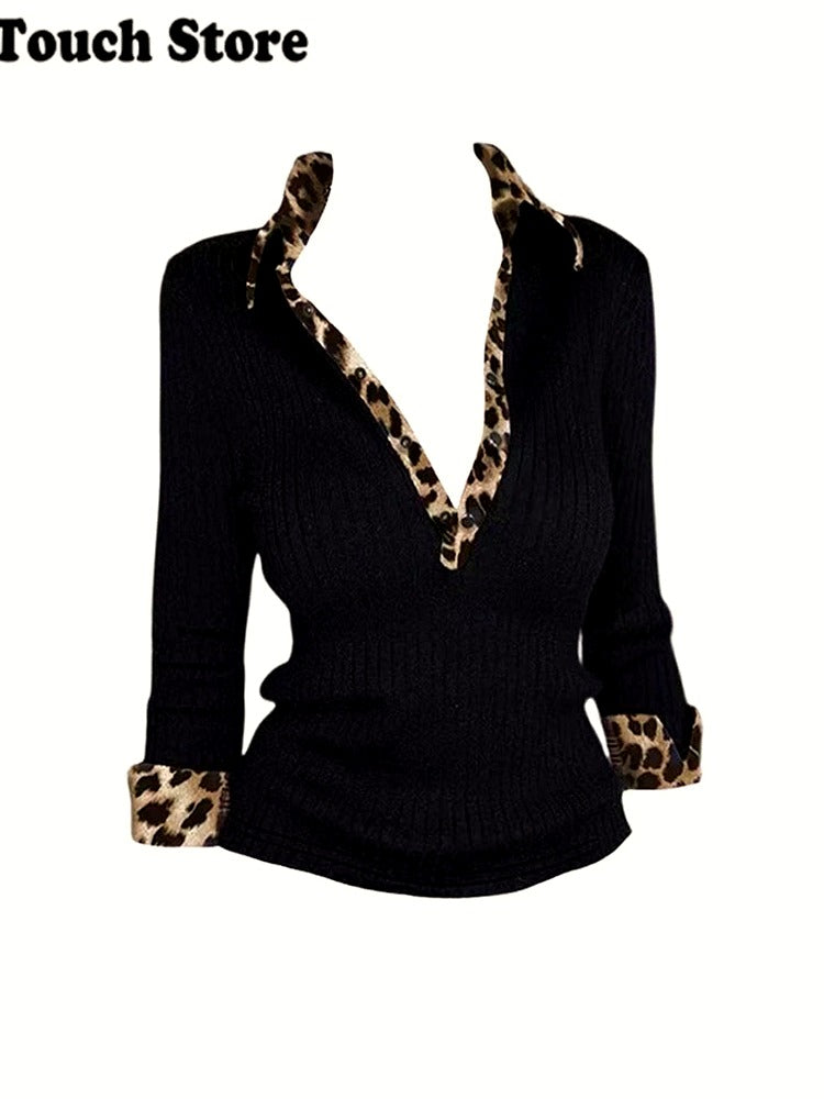 Wild Chic Contrast Knit Top