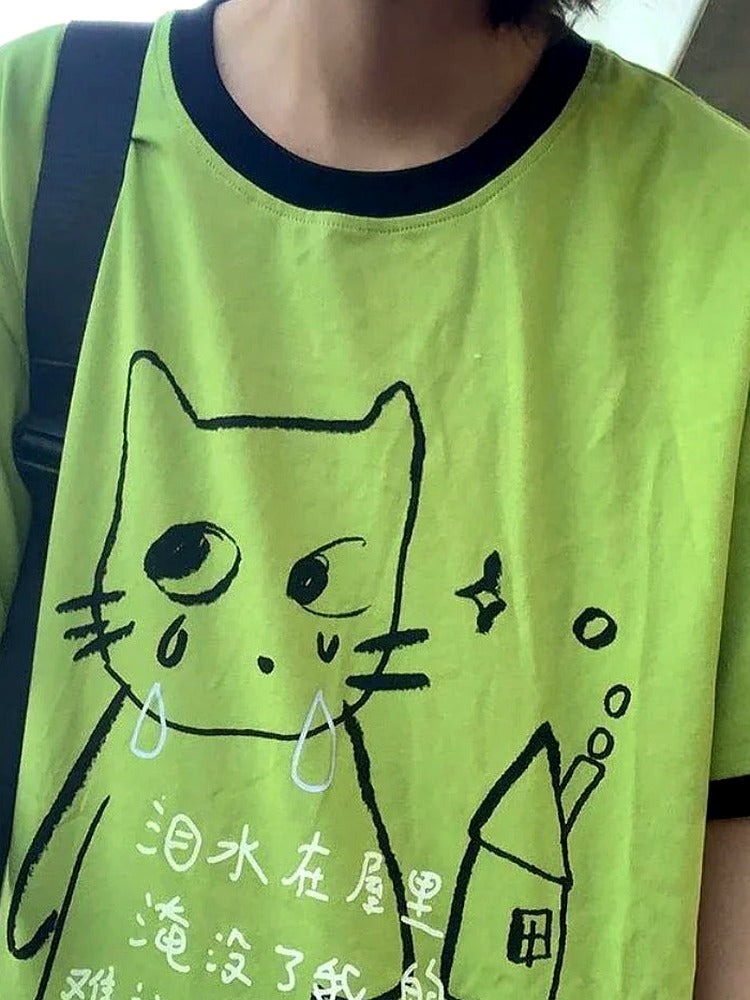 Weinendes Katzen-Gekritzel-T-Shirt