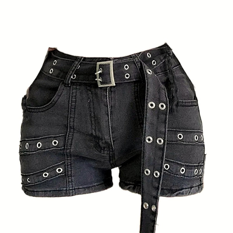 Metalcore Grommet Denim Shorts