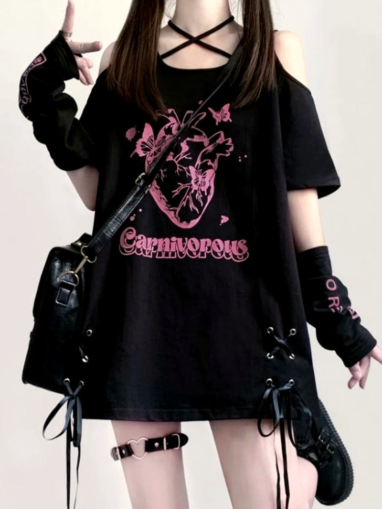 Lace-Up Anatomical Graphic Top