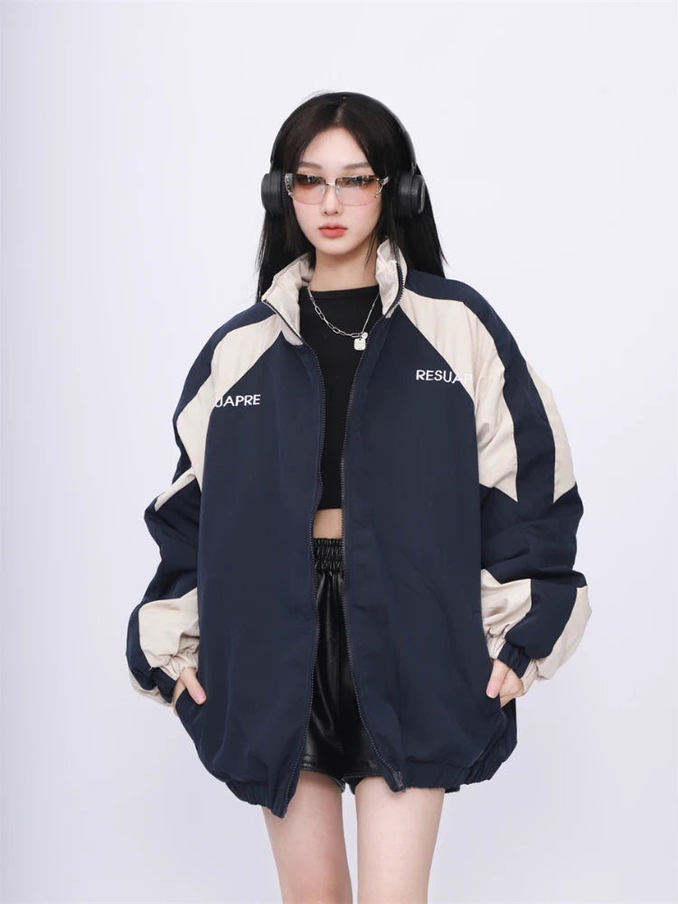Two-Tone Oversized Windbreaker Jacket