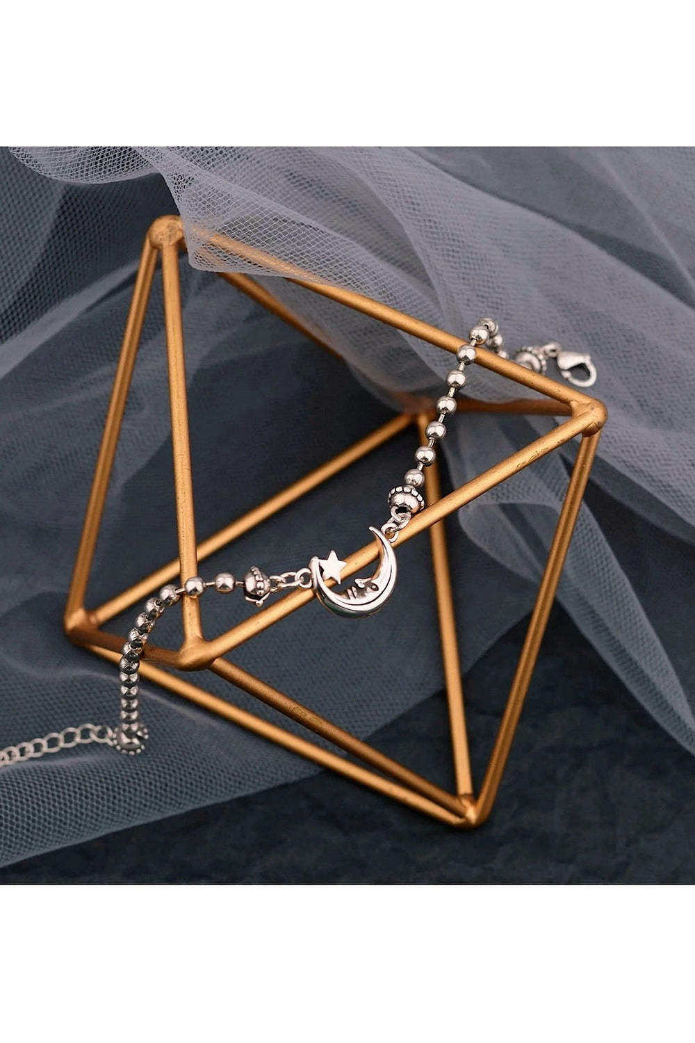 Celestial Moon & Star Silver Bracelet