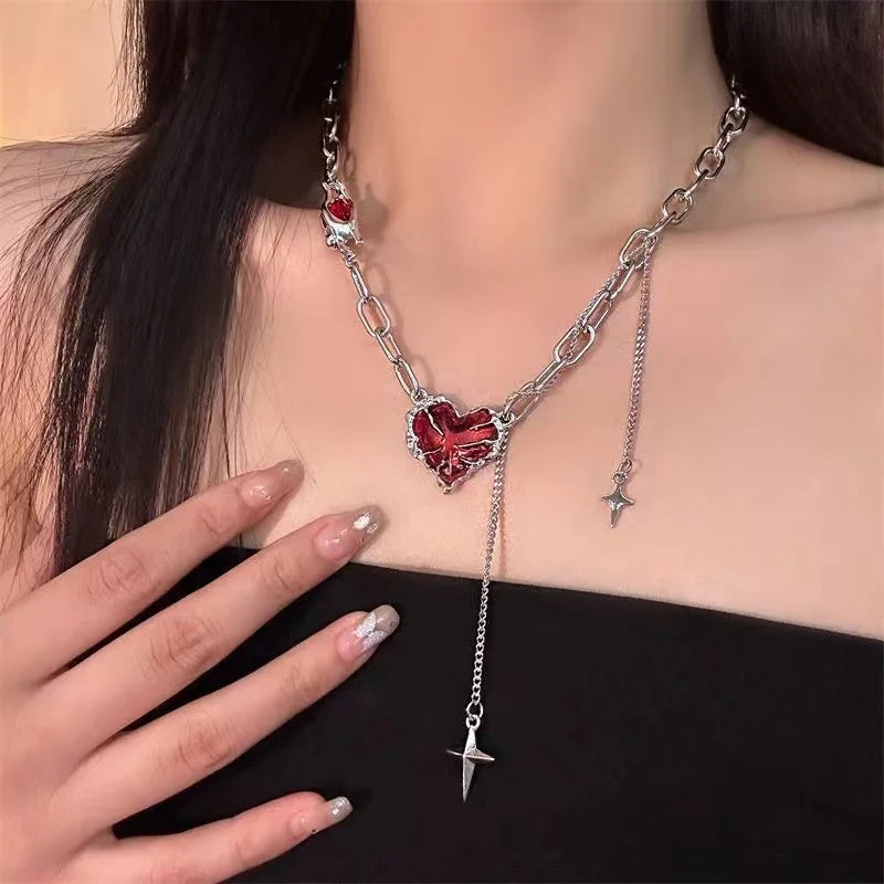 Crimson Shattered Heart Necklace