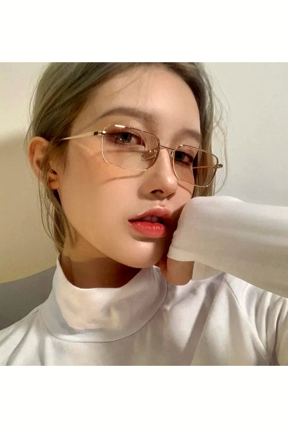 Y2k Harajuku Small Square Frame Glasses Women Retro Metal Eyeglasses Clear Reading Spectacle Blue Light Blocking Eyewear