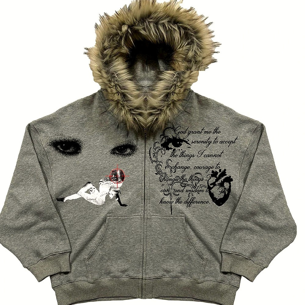 Serenity Sins Graphic Fur Hoodie