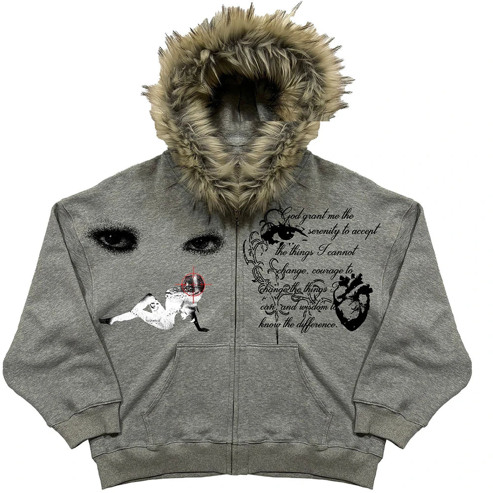 Serenity Sins Graphic Fur Hoodie