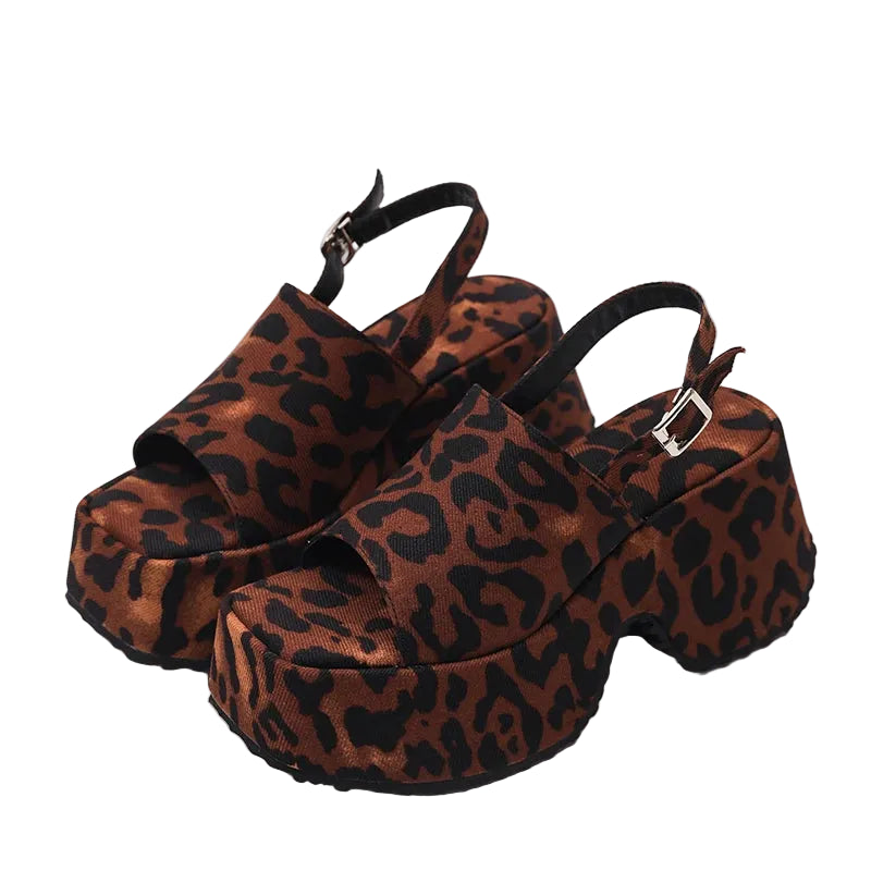 Y2K Leopard Platform Wedge Dress Sandal