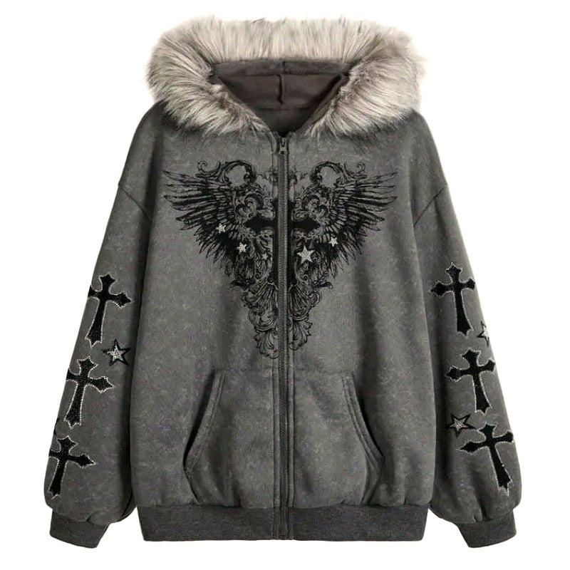 Fallen Grace Cross Zip Hoodie