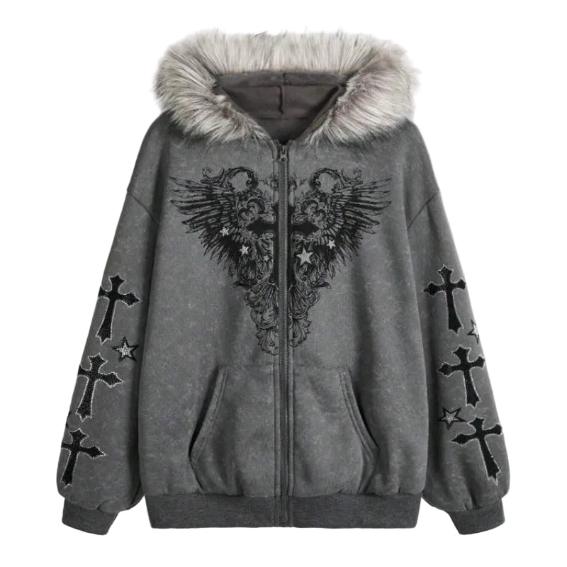 Fallen Grace Cross Zip Hoodie