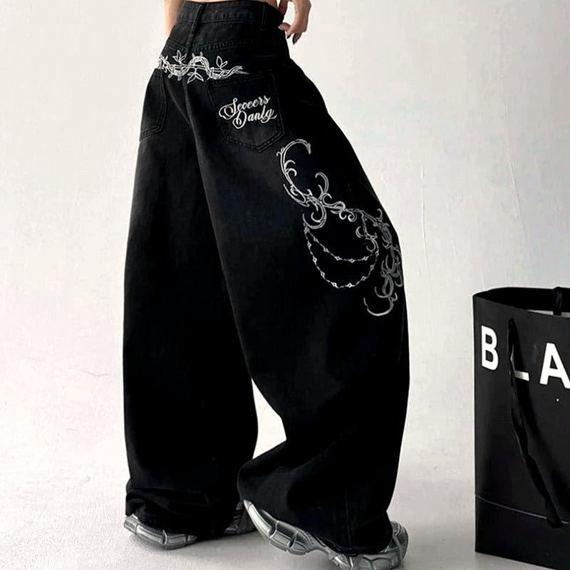 Midnight Scroll Embroidered Jeans