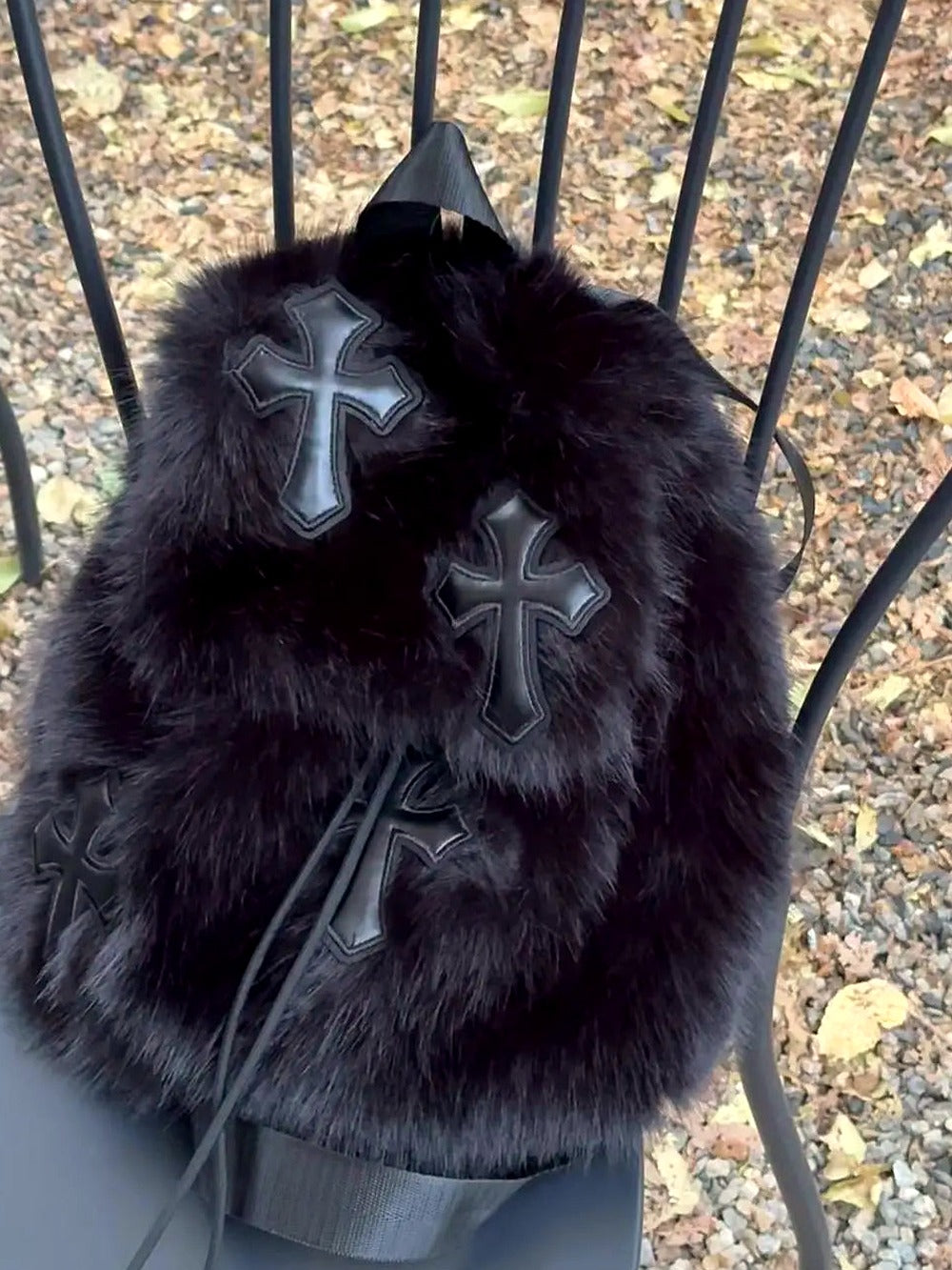 Velvet Sin Fuzzy Cross Rucksack