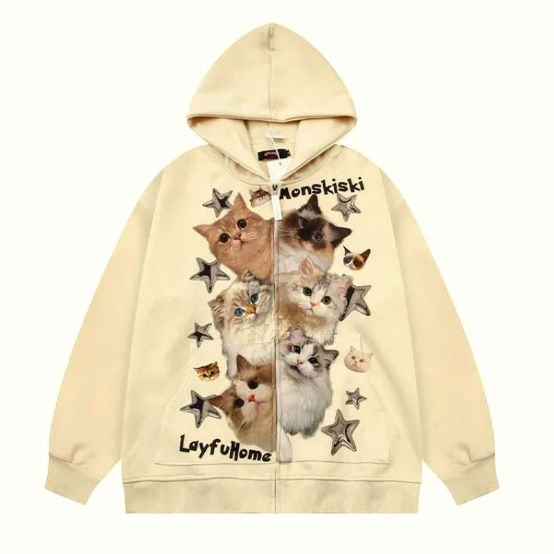 Meow Galaxy Zip Hoodie