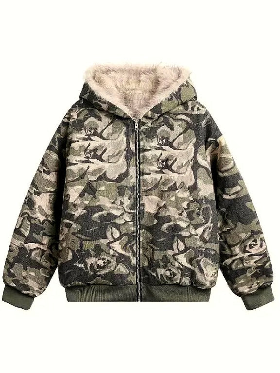 Shadow Rose Camo Fur Jacket