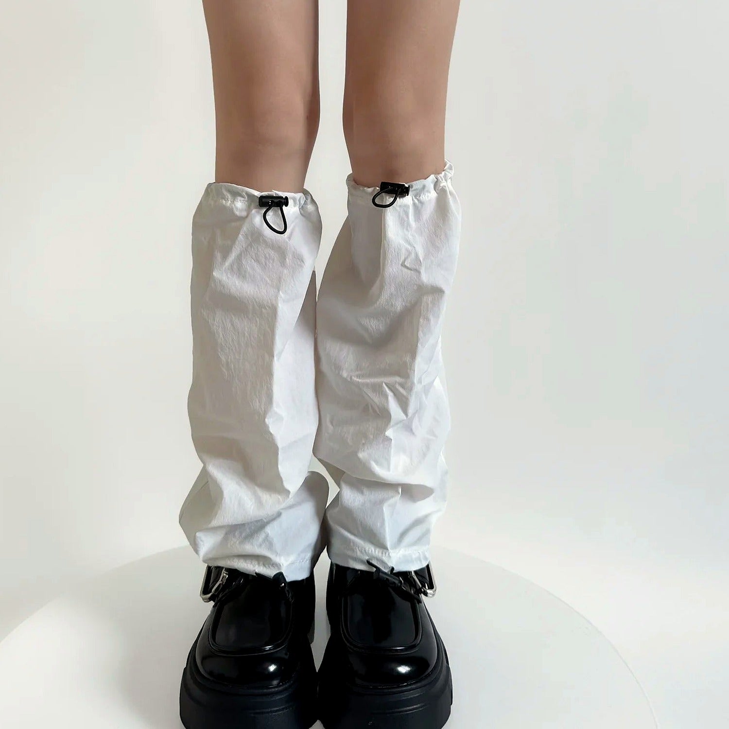 Neue Beinlinge für Frauen im Werkzeugstil, schnelltrocknend, mit Kordelzug, Fußabdeckung, Beinlinge, Y2k-Mädchen, einfarbig, lose lange Socken, Strümpfe