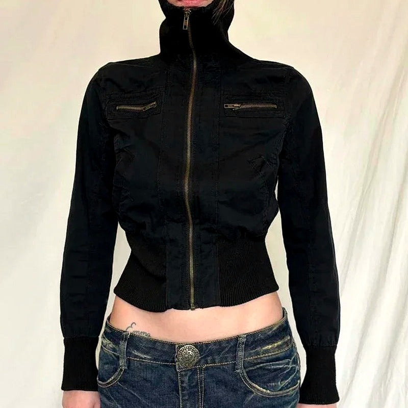 Shadow Zip High-Neck Jacke