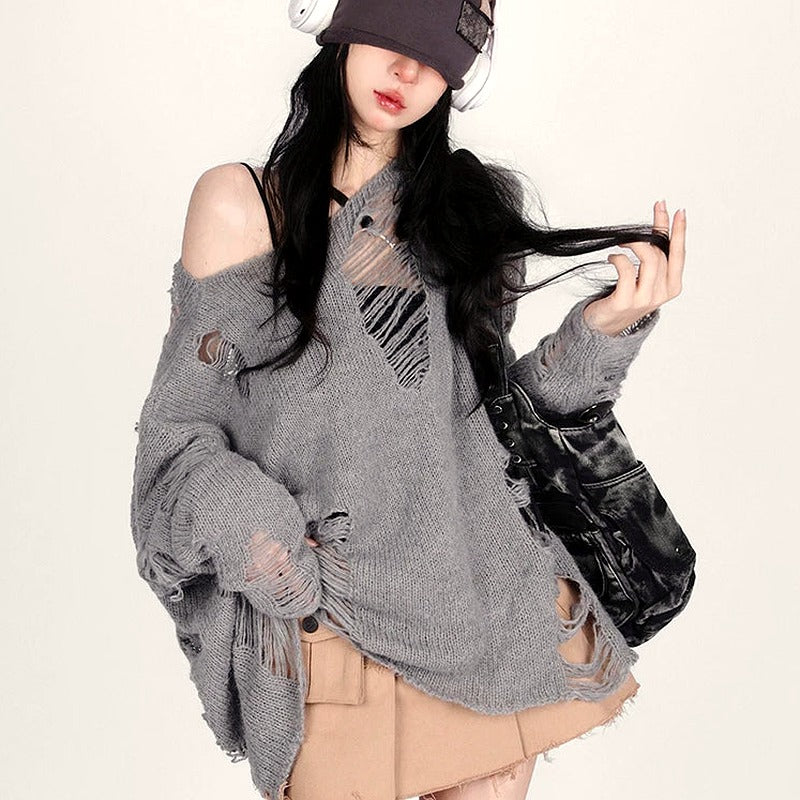Shattered Threads Distressed Sweater