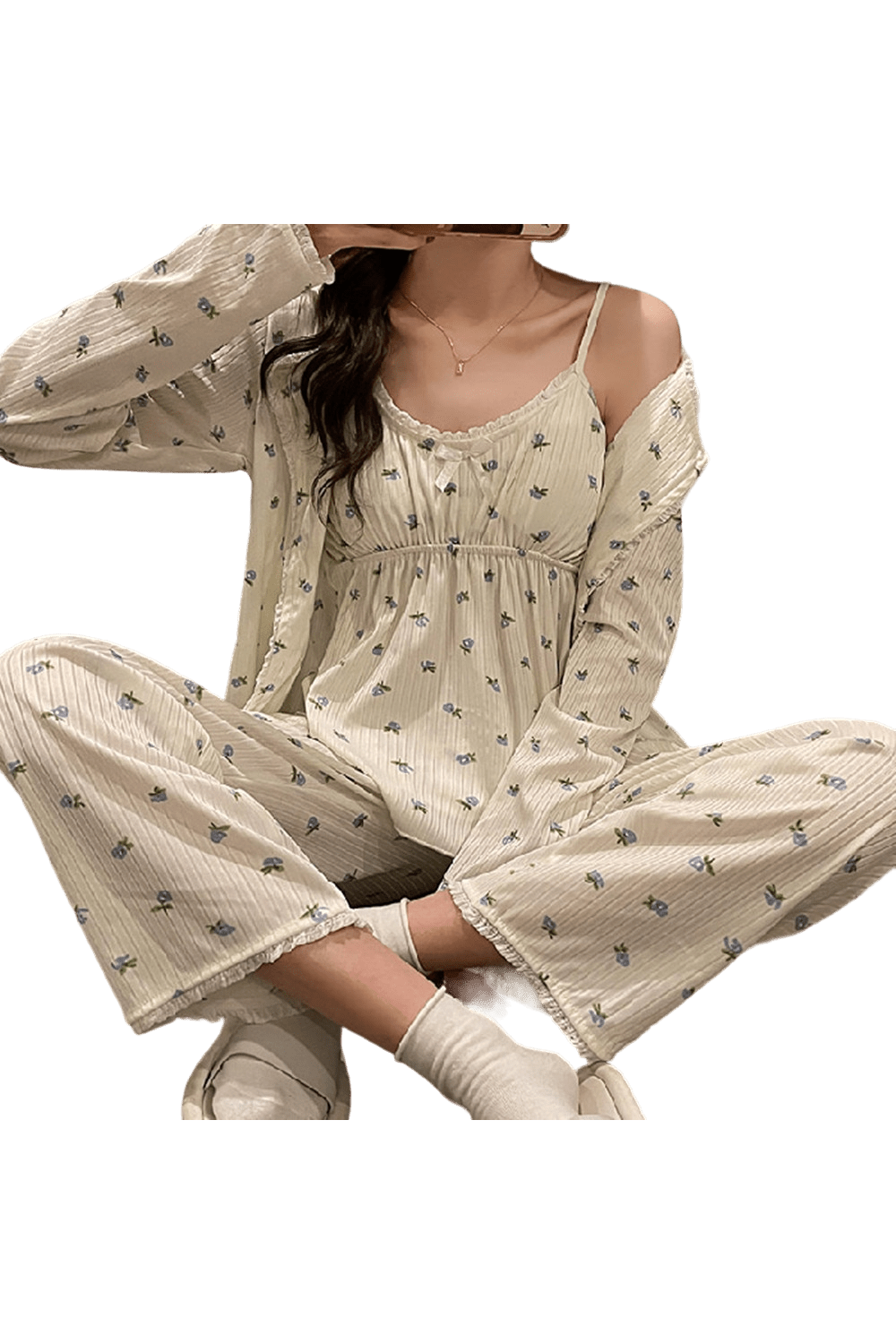 Y2k 3Pcs Ladies Cotton Pajama
