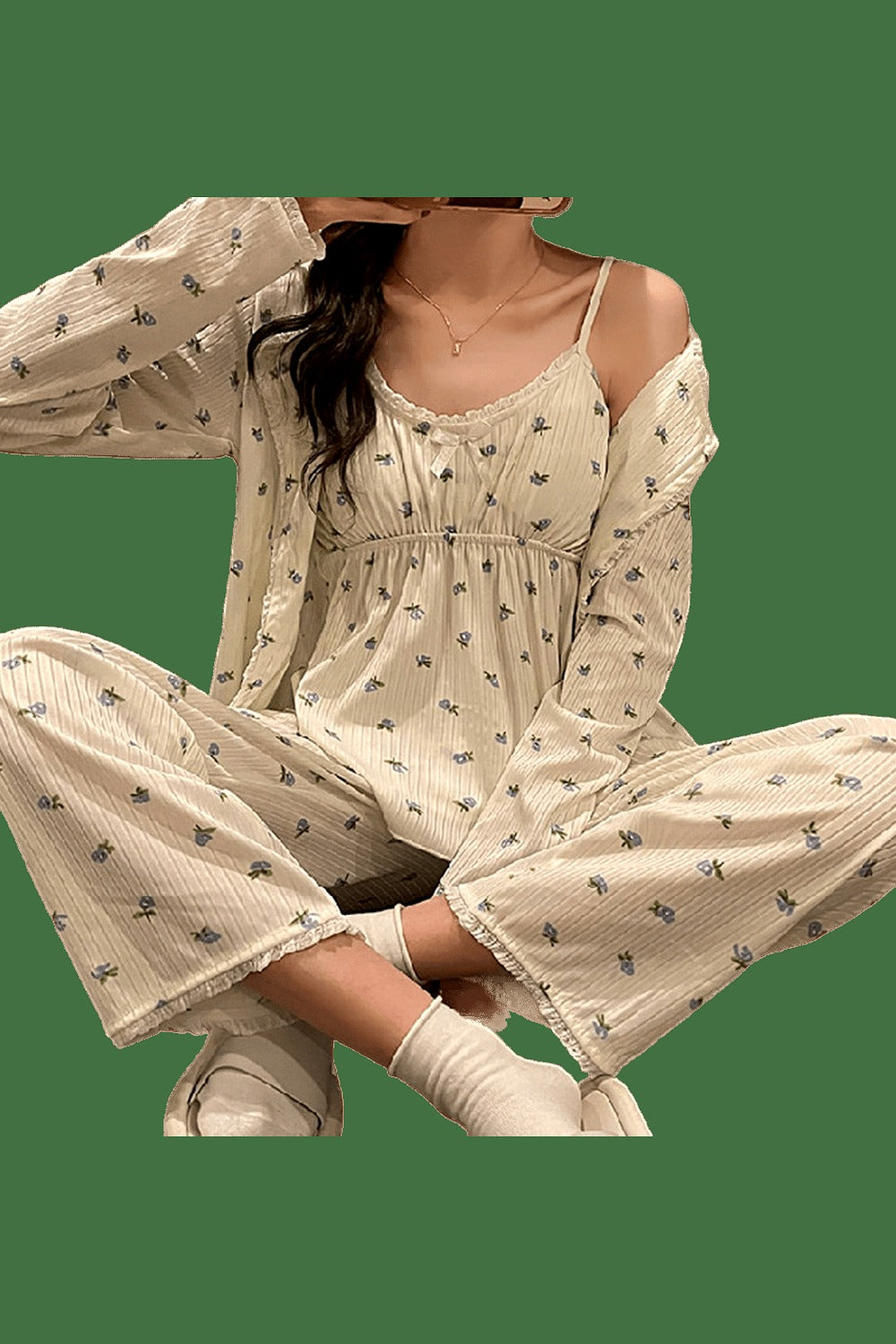 Y2k 3Pcs Ladies Cotton Pajama