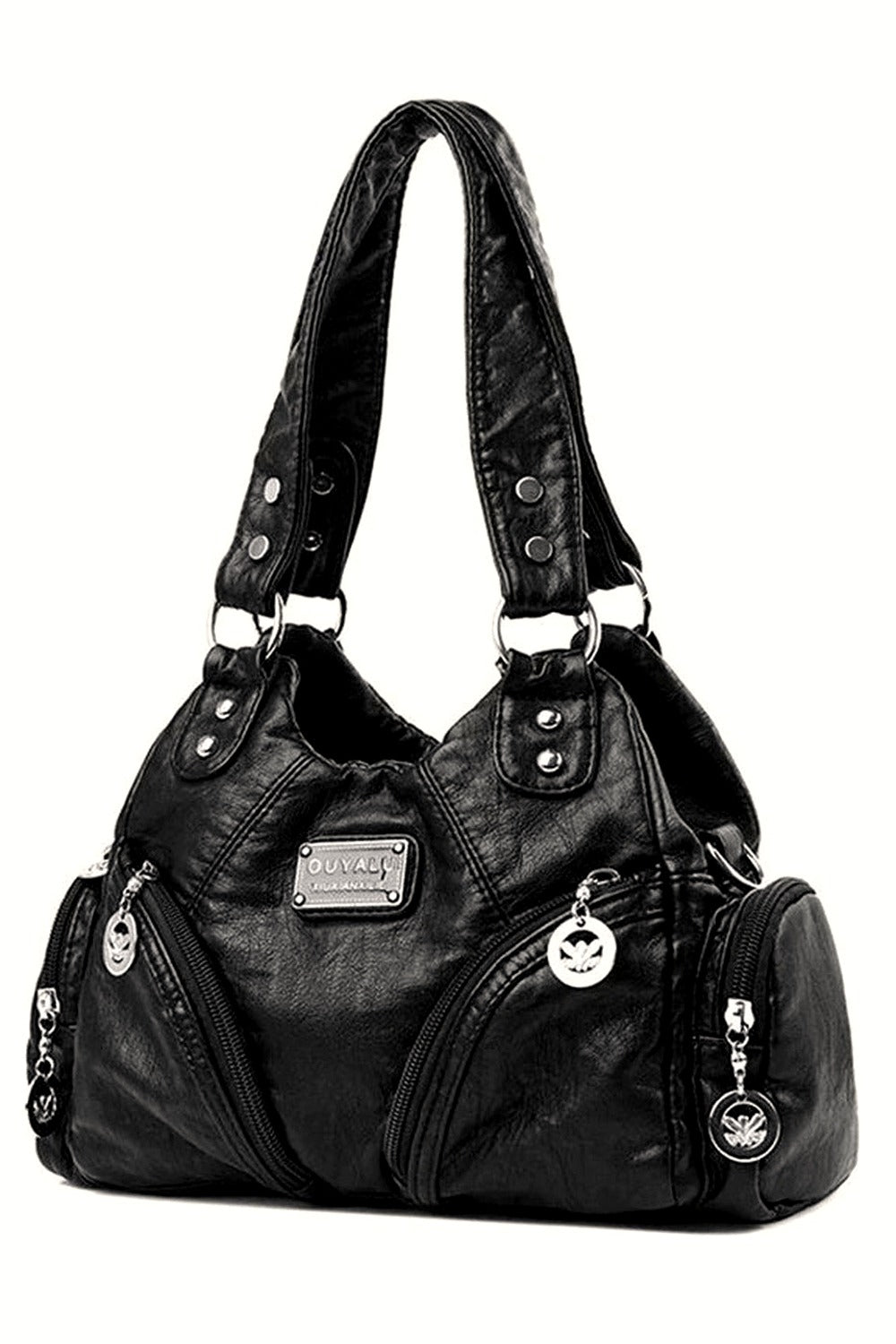 Midnight Zipper Accent Shoulder Bag
