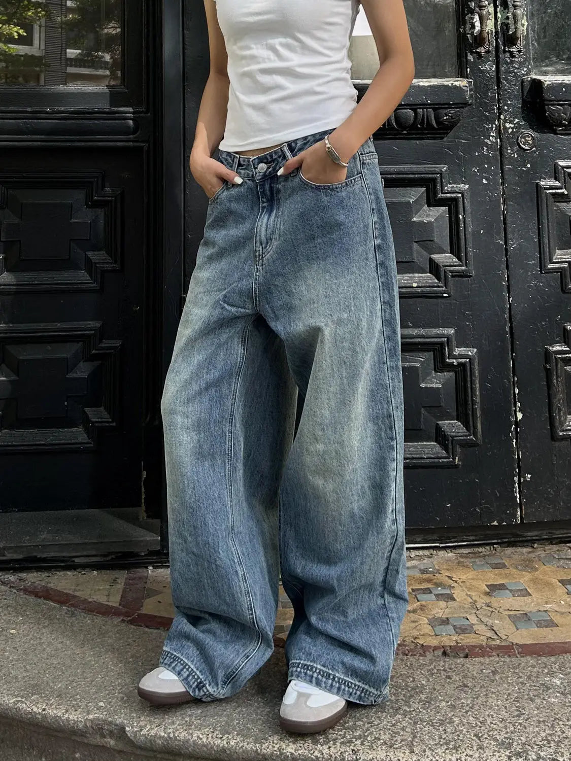 Tvättade stora baggy jeans