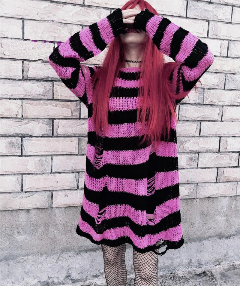 Grunge Candy Striped Sweater