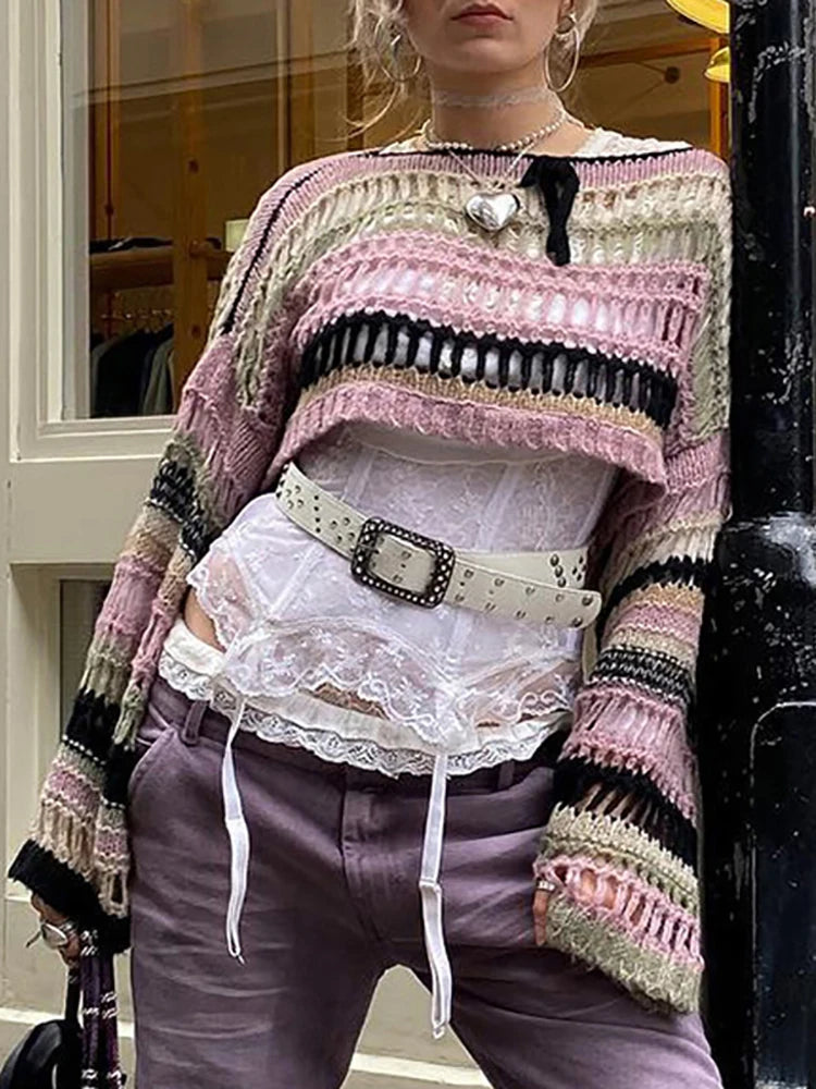 Shattered Lace Knit Sweater