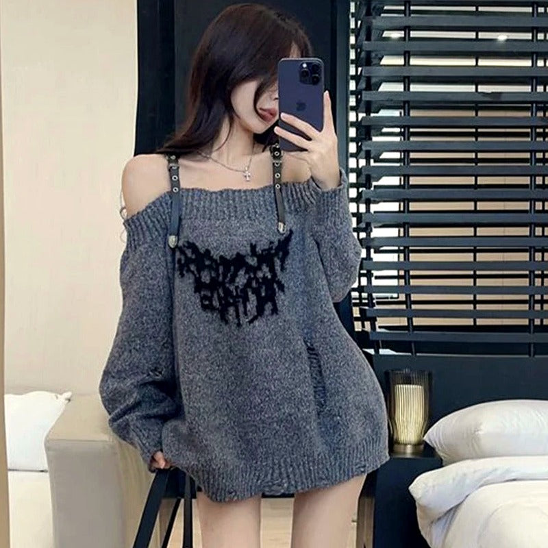 Shadow Straps Off-Shoulder Sweater