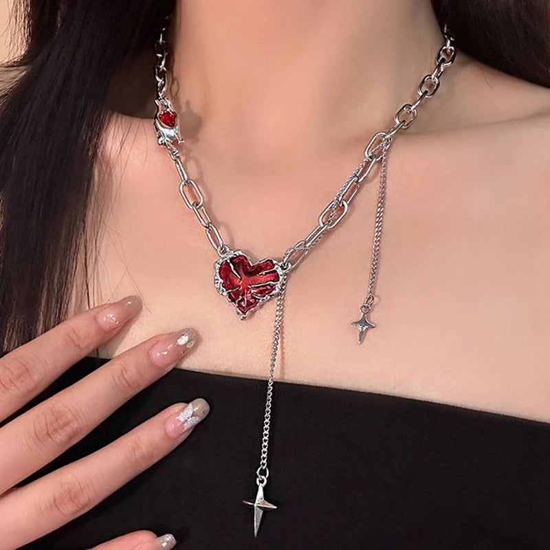 Crimson Shattered Heart Necklace
