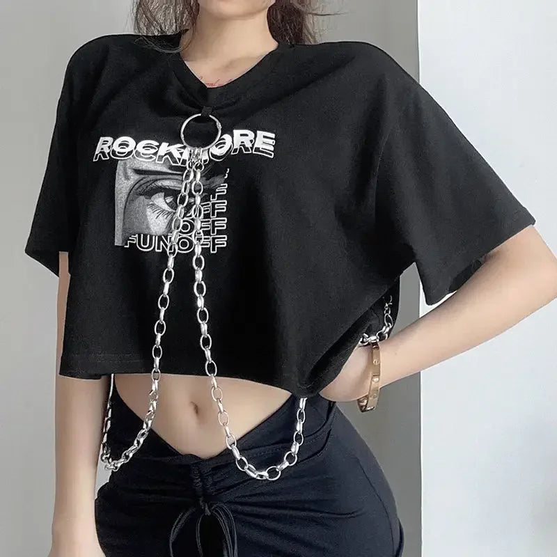 Grunge Länkad Statement Crop Top