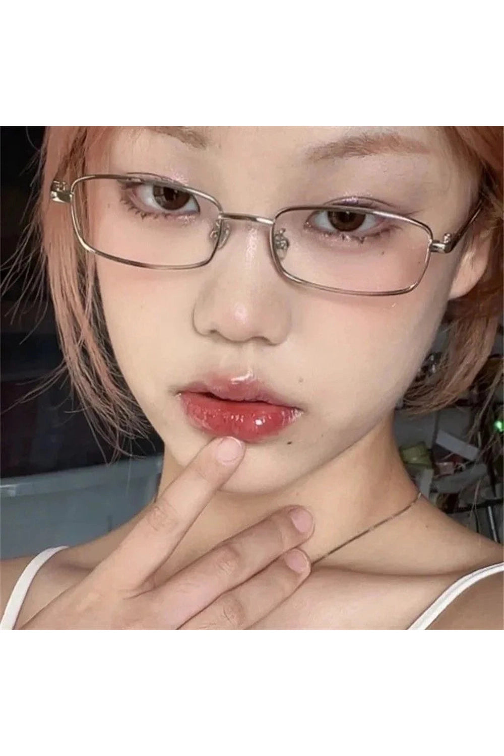 Y2k Harajuku Small Square Frame Glasses Women Retro Metal Eyeglasses Clear Reading Spectacle Blue Light Blocking Eyewear