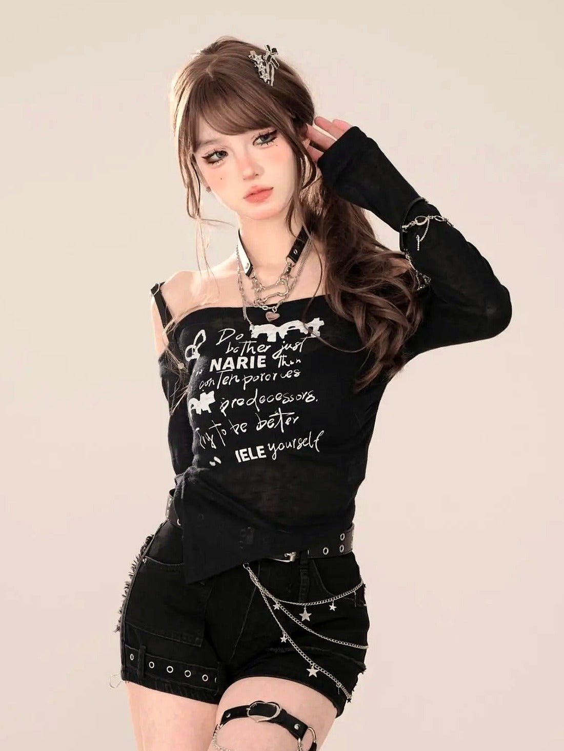 Broken Script Off-Shoulder Top