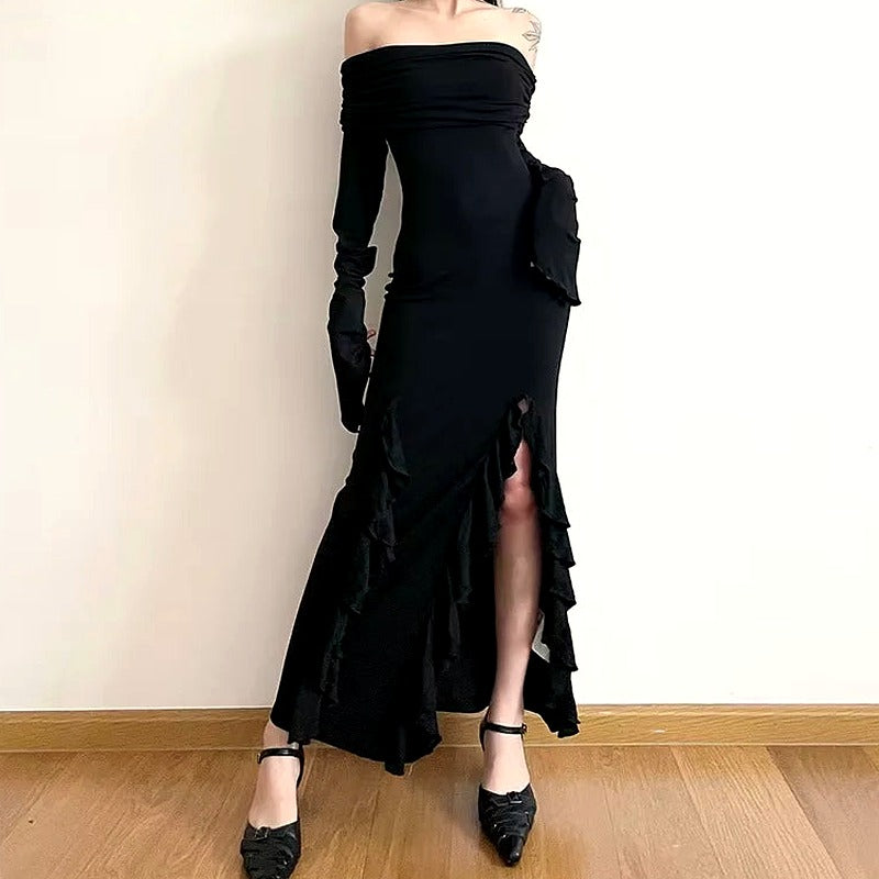 Noir Siren Off Shoulder Dress