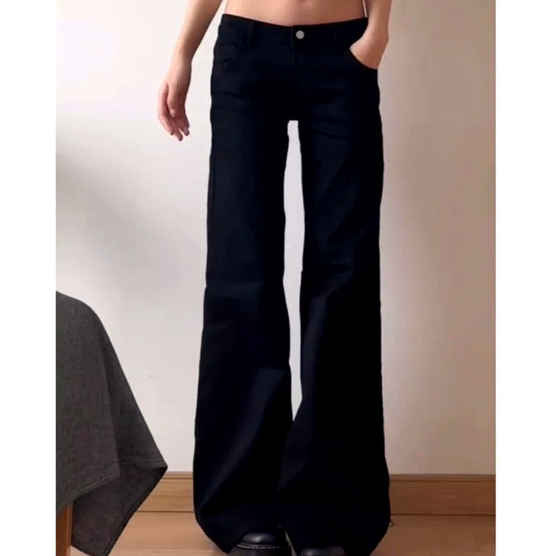 Black Wide-Leg Flare Jeans