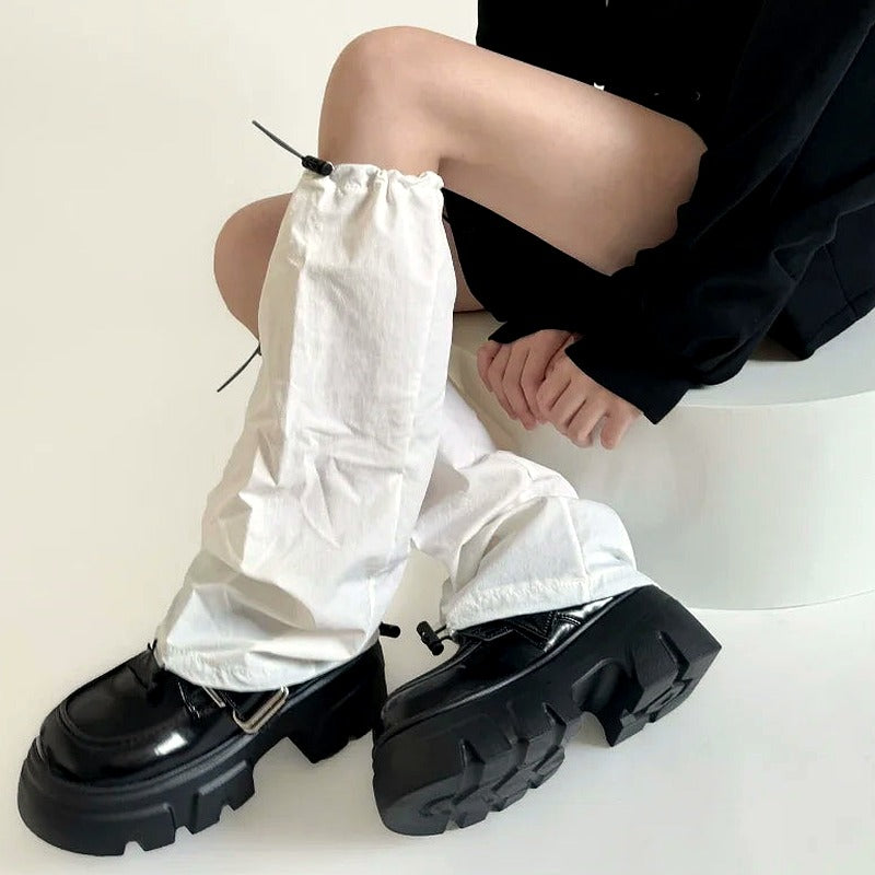 Neue Beinlinge für Frauen im Werkzeugstil, schnelltrocknend, mit Kordelzug, Fußabdeckung, Beinlinge, Y2k-Mädchen, einfarbig, lose lange Socken, Strümpfe