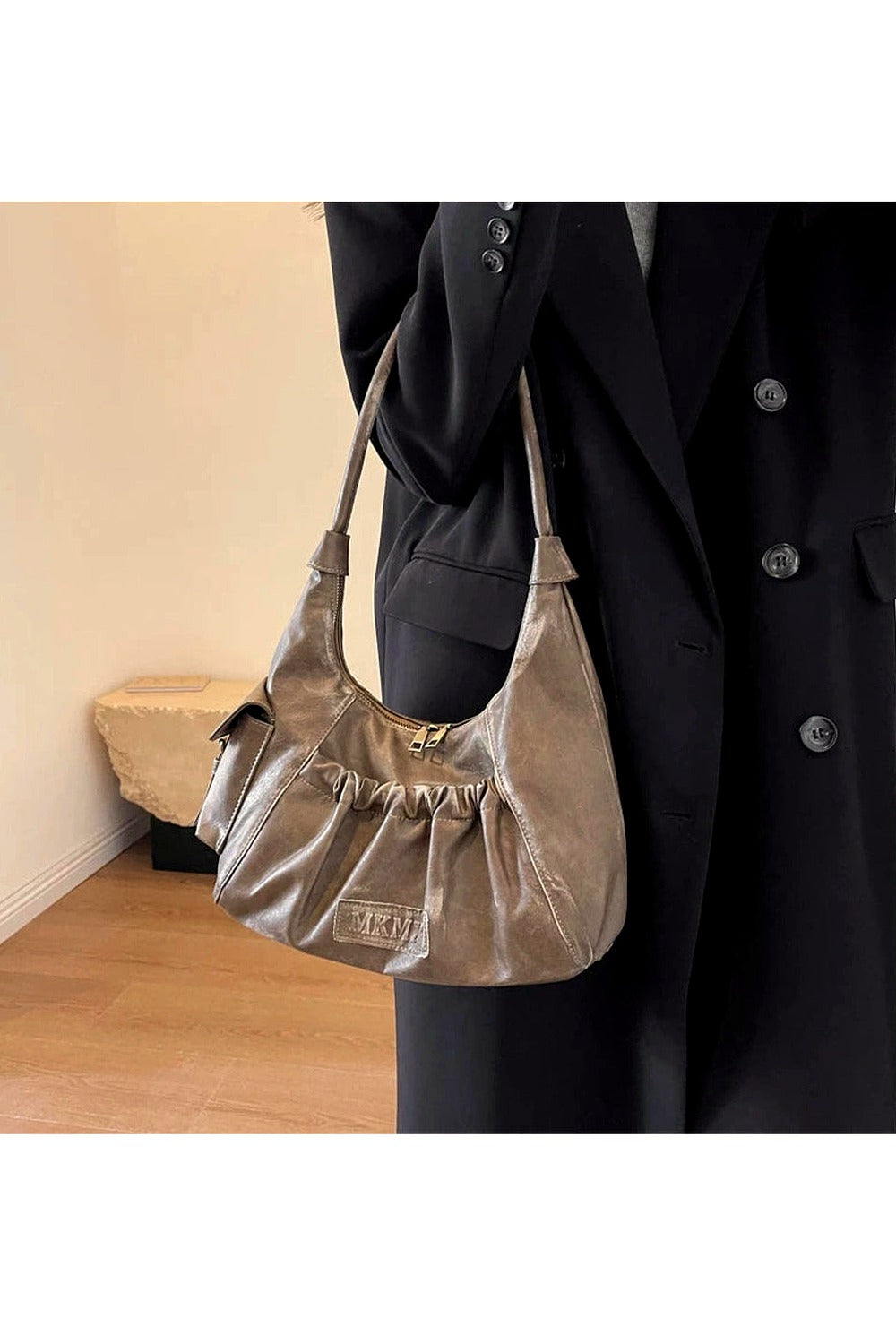 Rustic Ruched Shoulder Bag