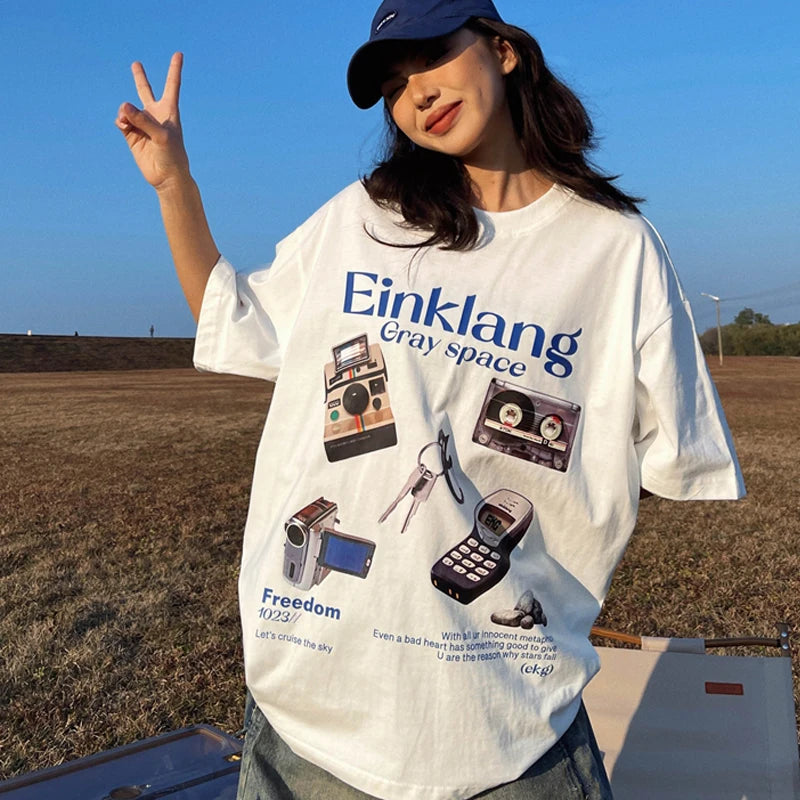 Retro Tech Print T-Shirt